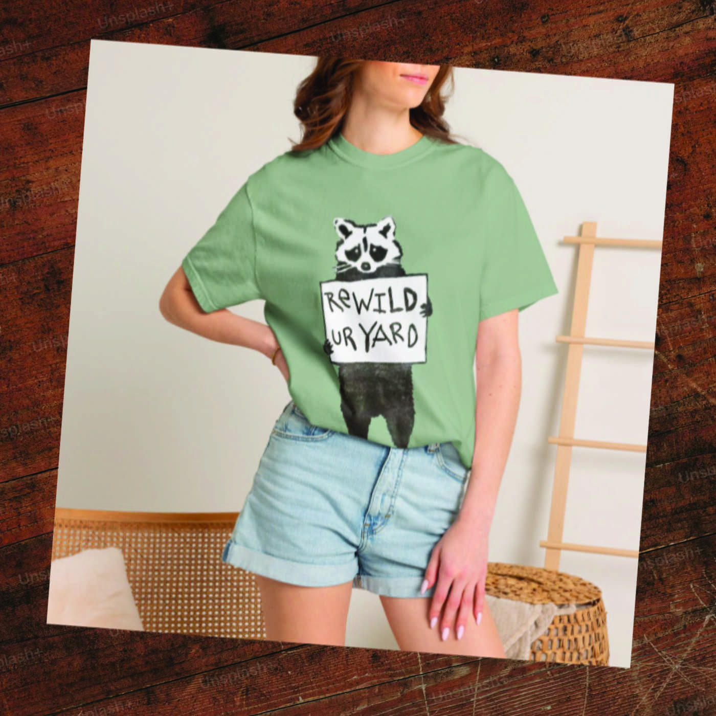 Rewild Ur Yard t-shirt — raccoon graphic