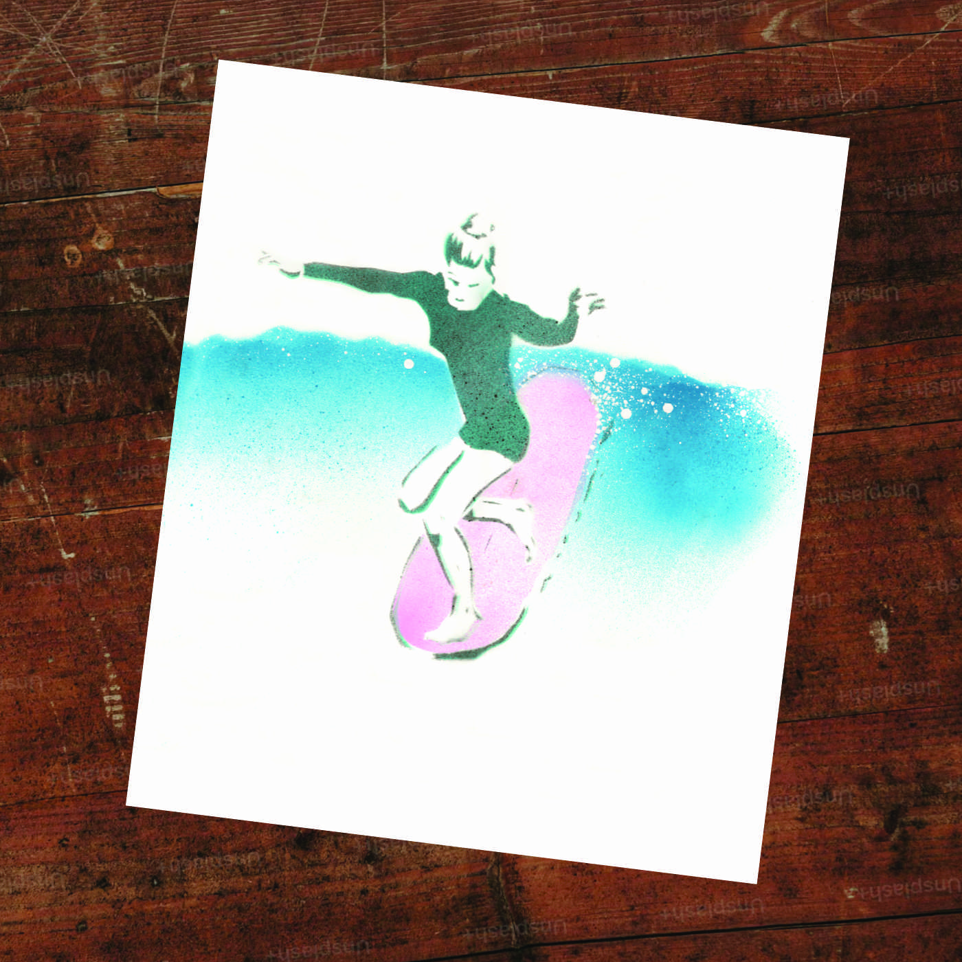 Pink Glide — stencil work
