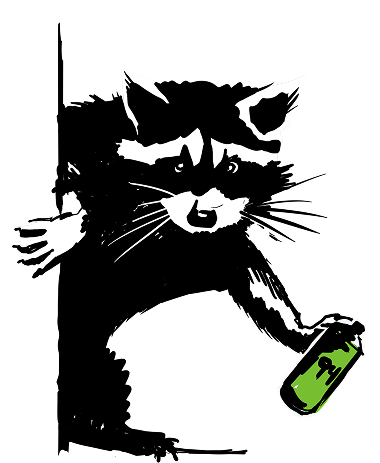 Stencil-style raccoon illustration