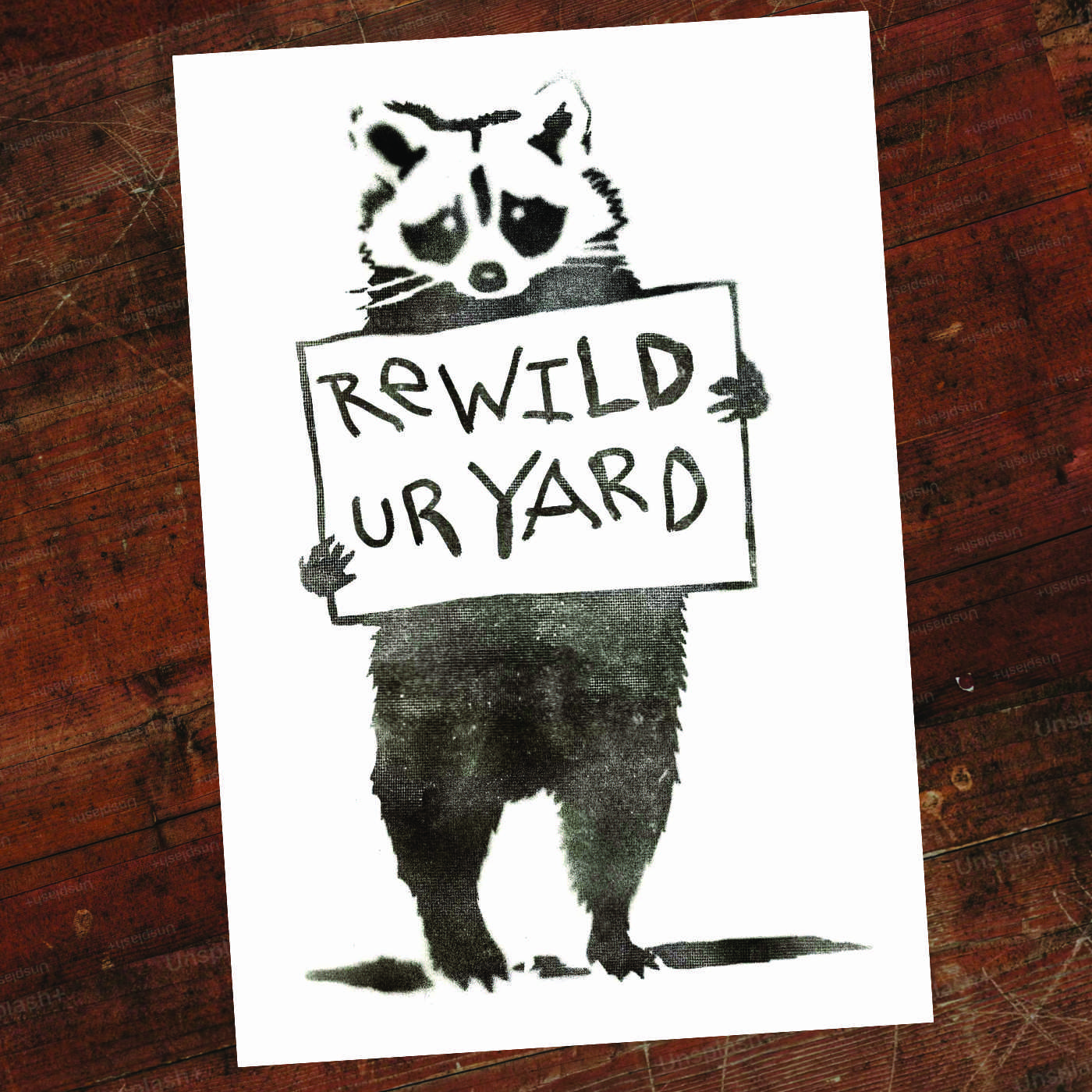 Rewild Ur Yard raccoon sticker