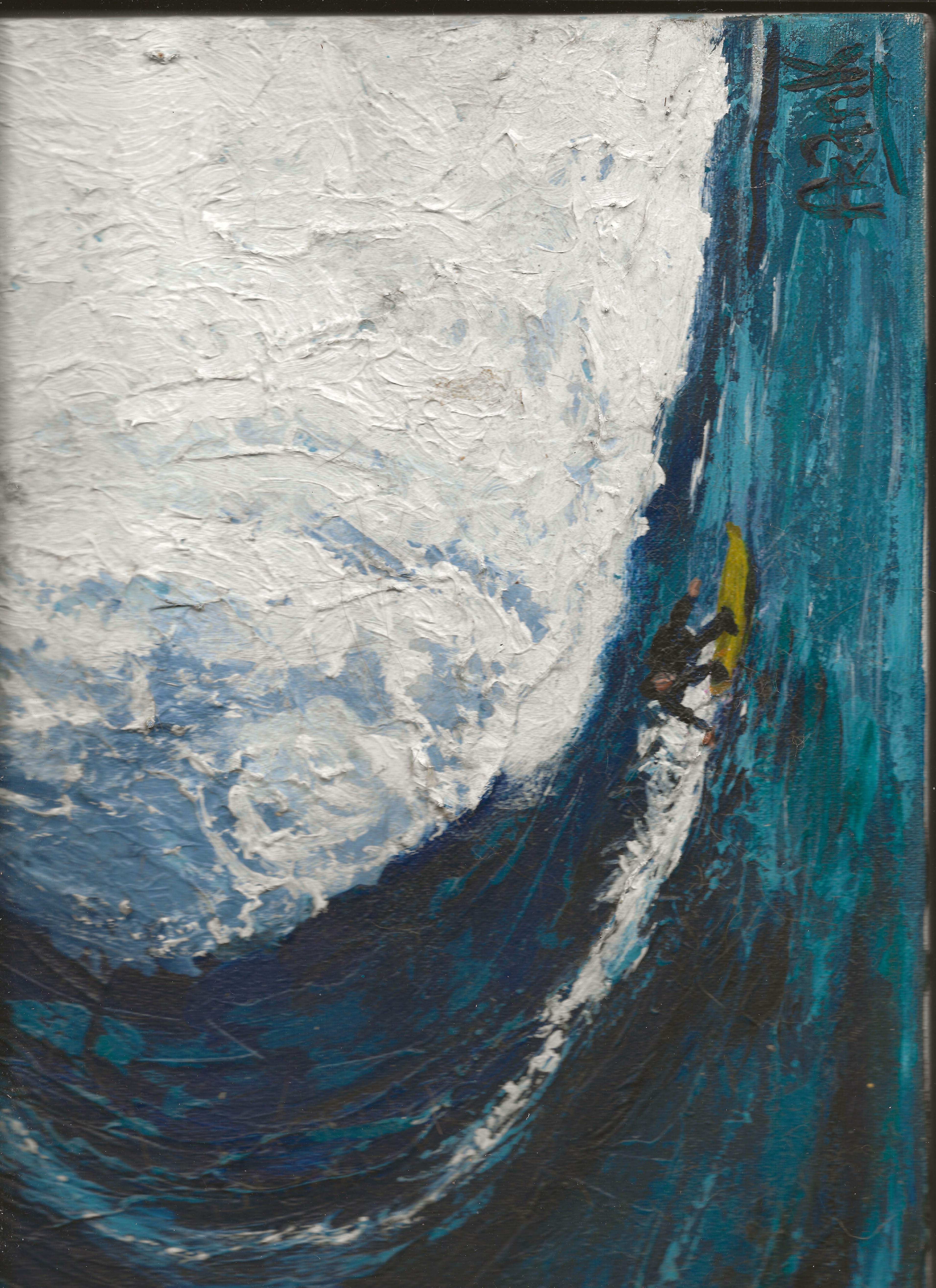 Wave painting with molding paste texture